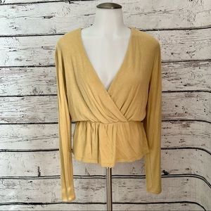 Aritzia Gold Wrap Top